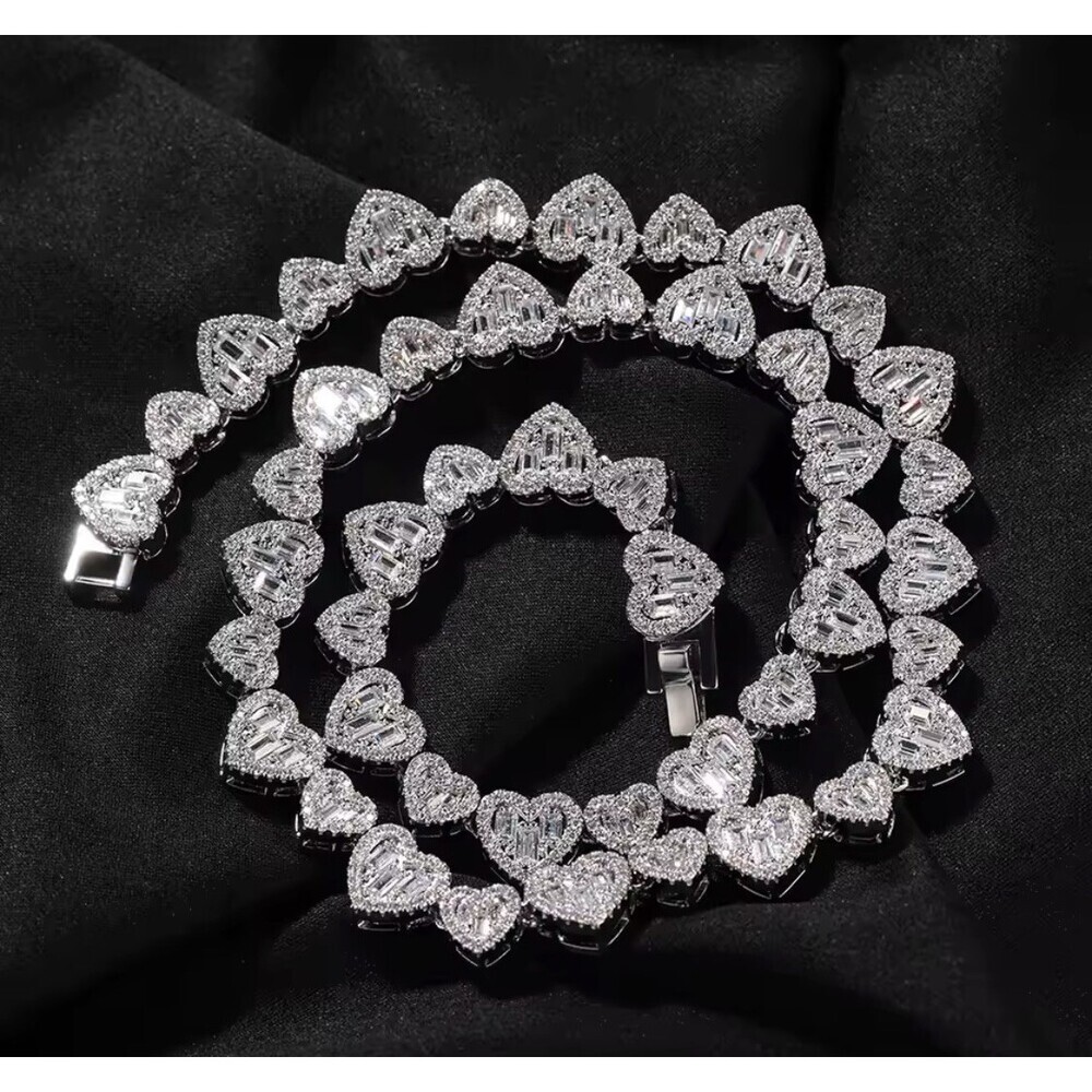baguette heart necklace